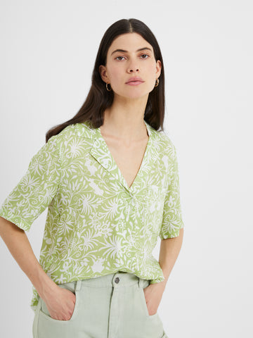Great Plains Cadiz Floral Short Sleeve Shirt in Green