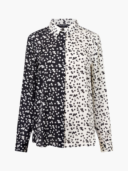French Connection Harriet Mix Delancey Shirt in Black