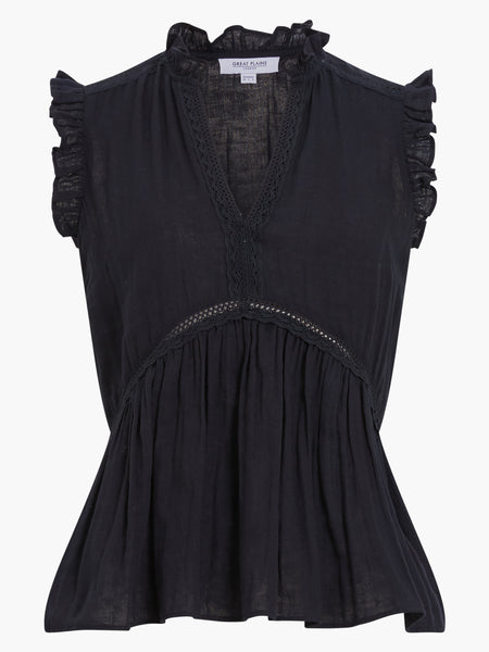 Great Plains Double Cotton Sleeveless Top in Black