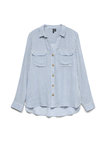 VERO MODA Striped V-Neck Shirt in Blue