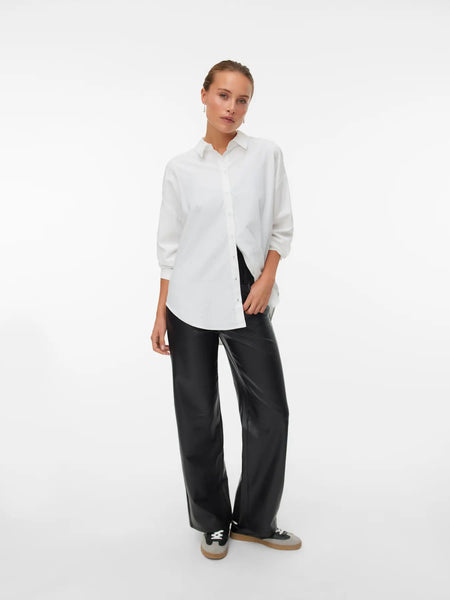VERO MODA Oversized Rhinestone Detail Shirt in White
