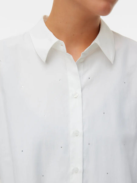 VERO MODA Oversized Rhinestone Detail Shirt in White