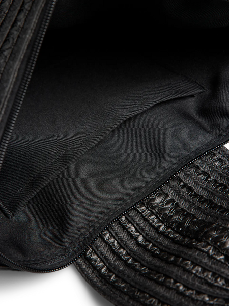 PIECES Cross Body Straw Bag in Black