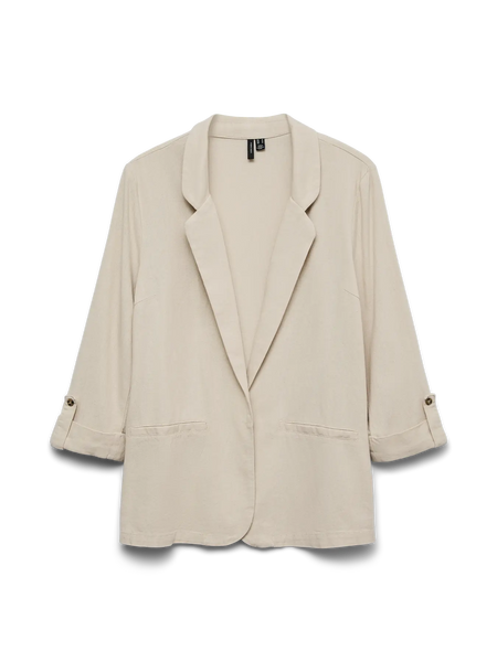 VERO MODA 3/4 Sleeve Linen Blend Blazer in Beige