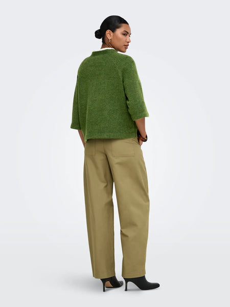 ONLY 3/4 Sleeve Knit Jumper in Green