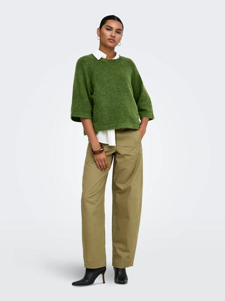 ONLY 3/4 Sleeve Knit Jumper in Green