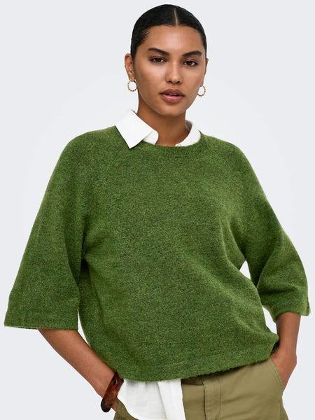 ONLY 3/4 Sleeve Knit Jumper in Green