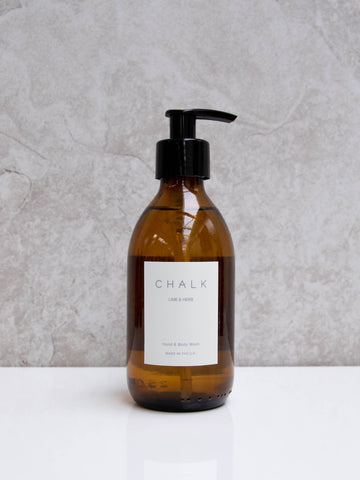Chalk Amber Glass Hand and Body Wash | Lime and Herb