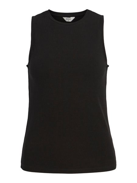 Object Ribbed Tank Top in Black