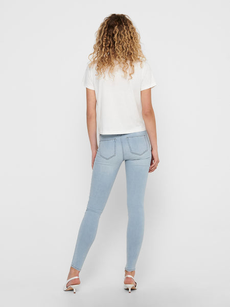 Only Mid Waist Skinny Jeans in Light Blue