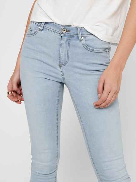 Only Mid Waist Skinny Jeans in Light Blue