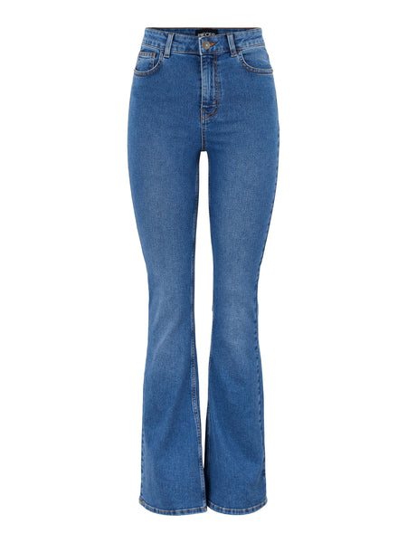 Pieces PCPEGGY High Waist Flared Jeans in Medium Blue